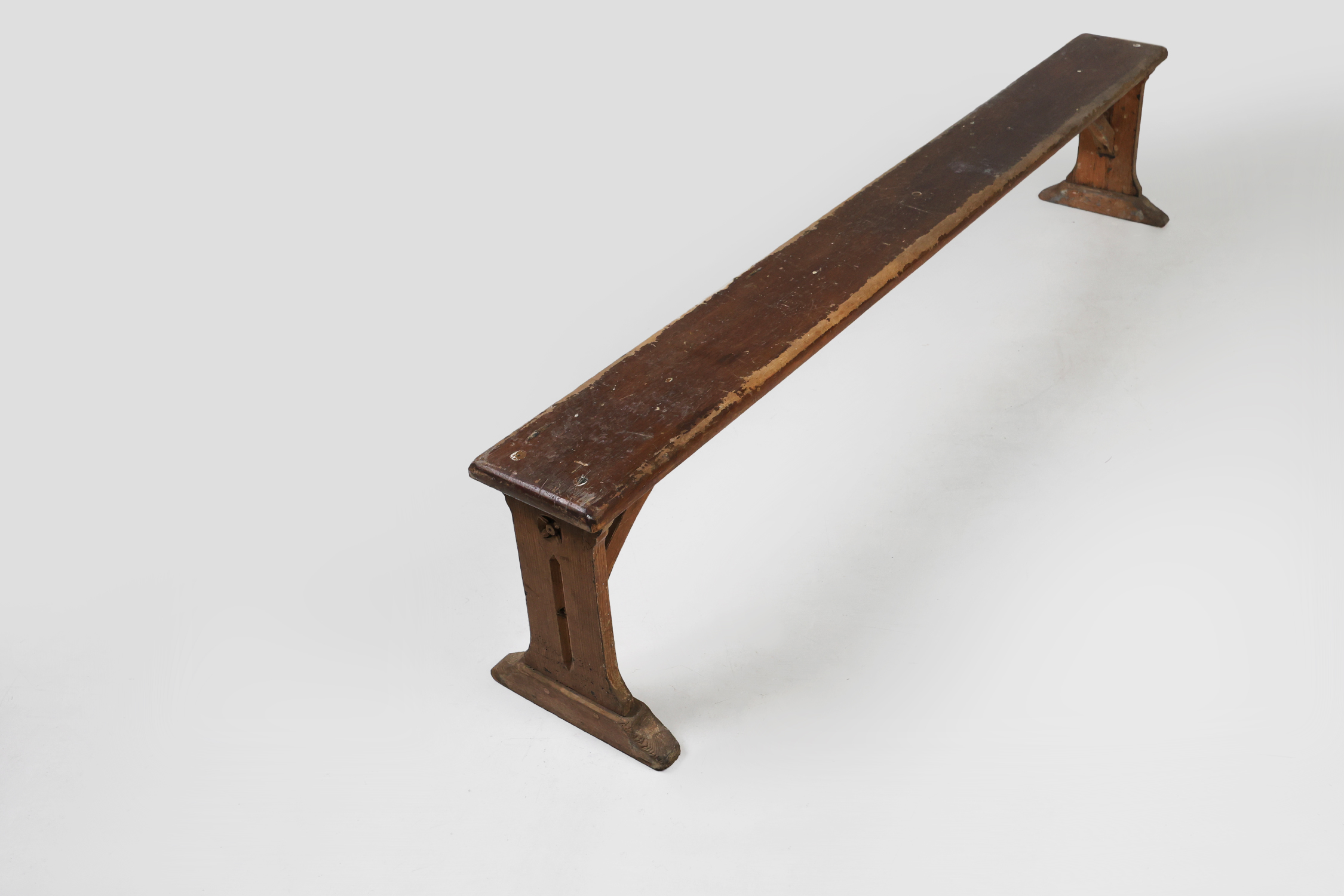 Rustic French bench in oak with carvings and nice patina, ca. 1850thumbnail